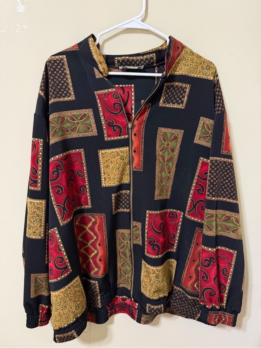 Kensington Square women’s plus 3x Vintage Patterned Pullover Zip bomber Jacket